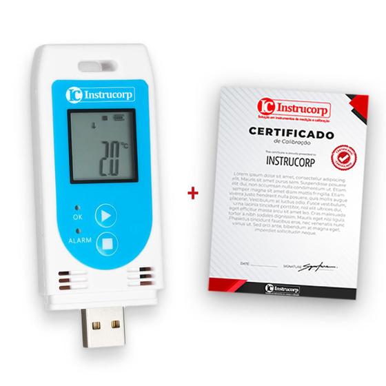 Imagem de Datalogger USB com Certificado de Calibração -30 à 60C sensor de Temperatura e Humidade Medidor Termo Higrômetro Digital - Instrucorp IC-2001