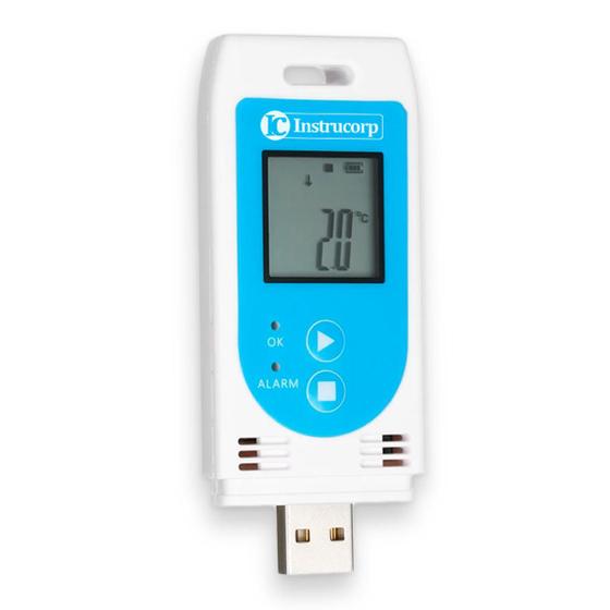 Imagem de Datalogger USB de Temperatura e Humidade -30 à 60C sensor Medidor Termo Higrômetro Digital com Certificado de Calibração - Instrucorp IC-2001