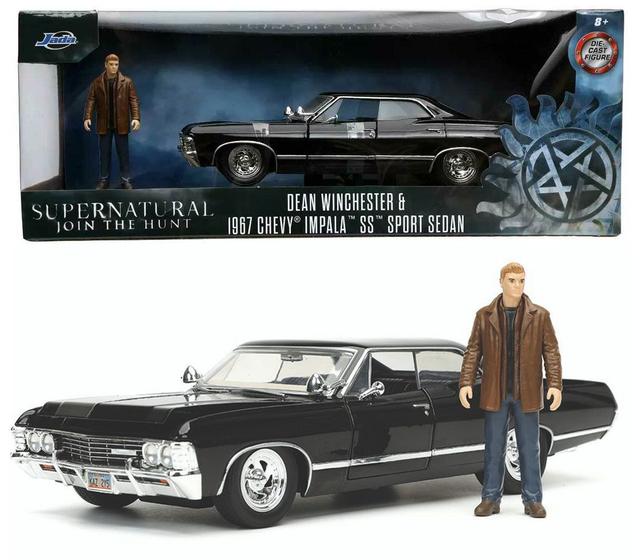 Imagem de Dean Winchester e 1967 Chevrolet Impala SS Sport Sedan - Supernatural - Hollywood Rides - 1/24 - Jada