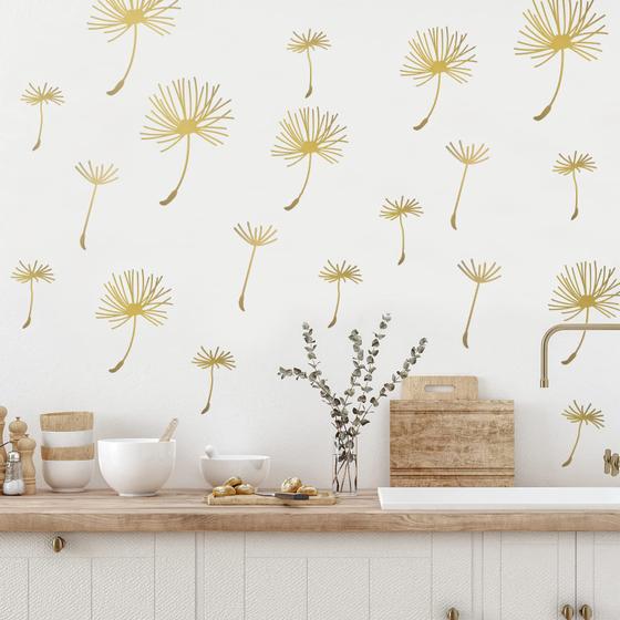 Imagem de Decalques de parede Demissle Dandelion Adesivos Metallic Flower x66