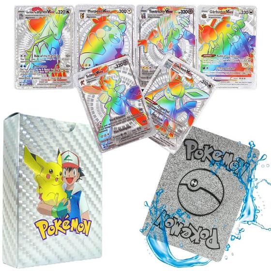 Imagem de Deck de Cartas de Pokémon Cartinhas Rainbow de Prata e Ouro Impermeável com Alto-relevo Sem Repetição de Cards