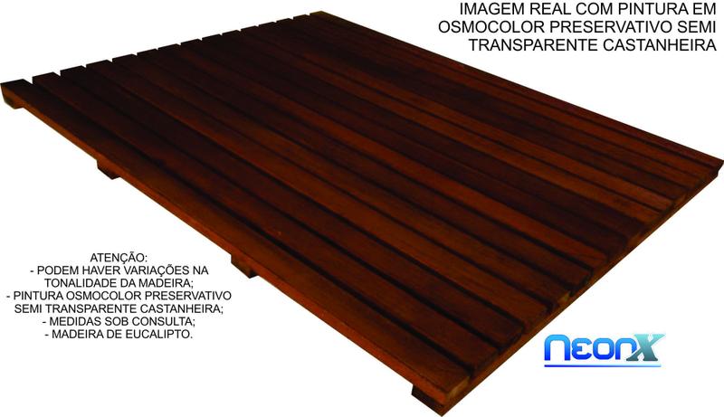 Imagem de Deck De Madeira Chuveiro Box Banheiro Capacho 110x70 cm NeonX Pintado