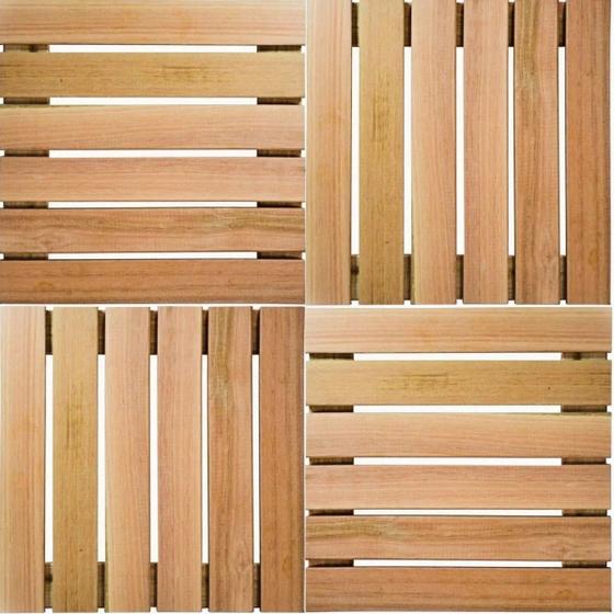 Imagem de Deck Ripado Madeira Pinus  50x50cm Resistente Para Varanda Kit com 4 unidades