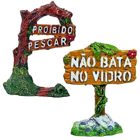 Imagem de Decoração aquários placa proibido pescar / não bata no vidro