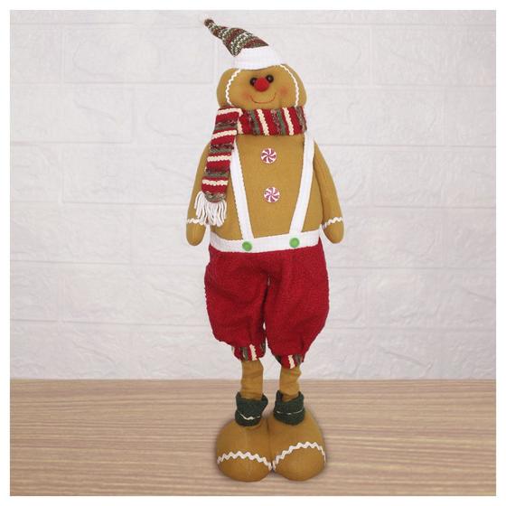 Imagem de Decoração Boneco Natal Biscoito Ginger Perna Ajustável 75cm