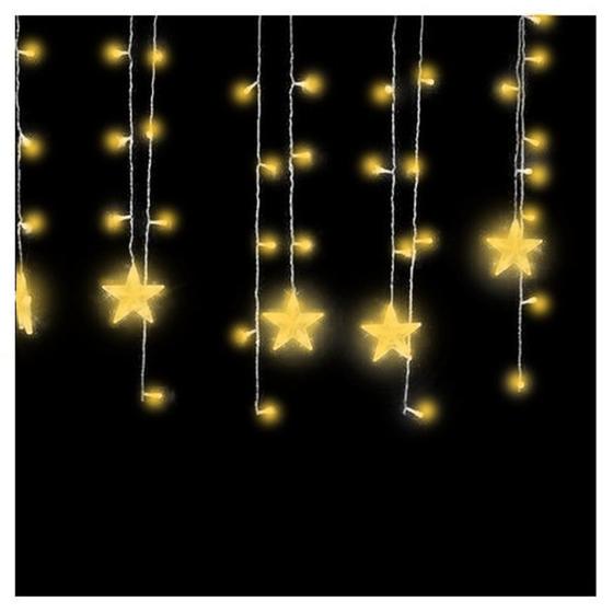 Imagem de Decoração Cortina Varal Cordão Fio de Luzes Lâmpadas Estrela Led Natal Enfeite 3m