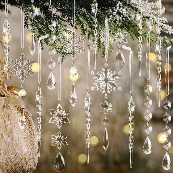 Decoração de árvore de Natal, enfeites de cristal, 18 peças OumuaMua