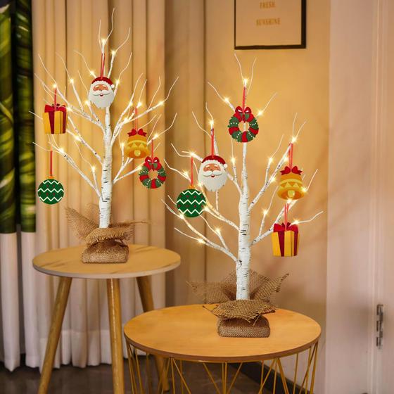 Imagem de Decoração de árvore de Natal HOLILLUMA 2 peças de 60 cm com 10 enfeites