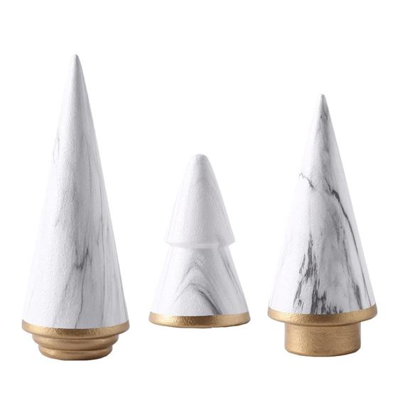 Imagem de Decoração de árvore de Natal KiaoTime Ceramic White Gold Set/3