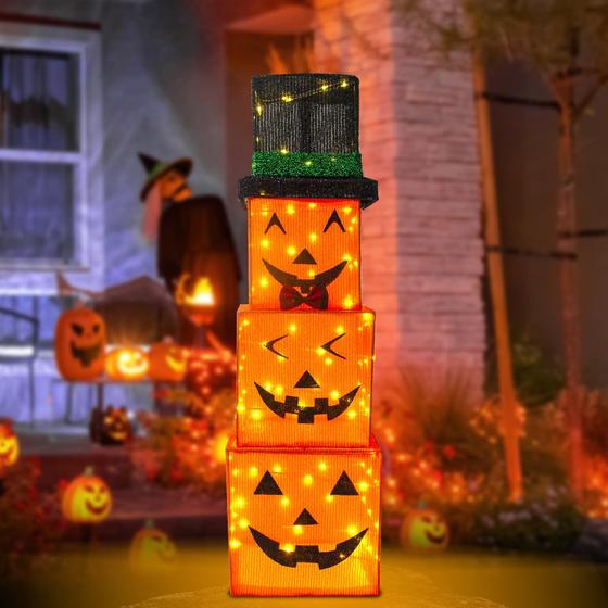 Imagem de Decoração de exterior slashome Halloween Pumpkin 3FT com 75 LED