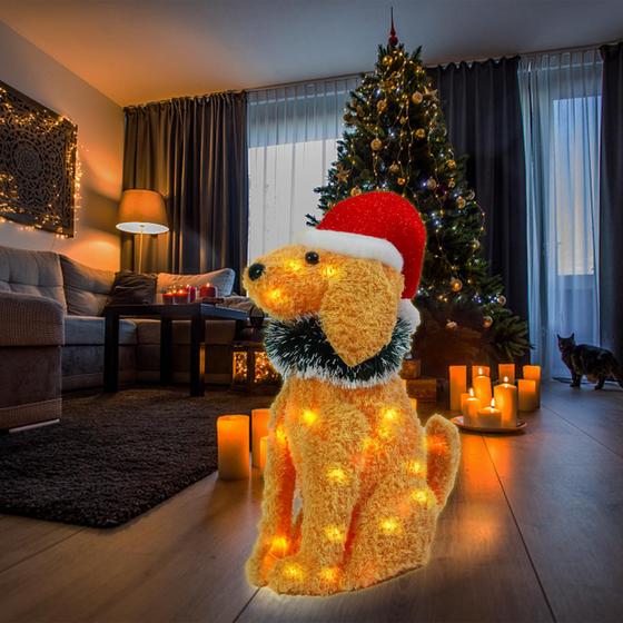 Imagem de Decoração de Natal com Golden Retriever Iluminado - Para Áreas Externas