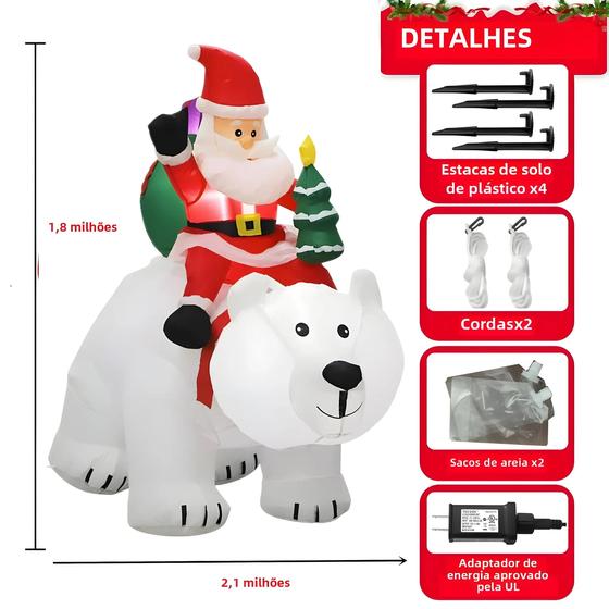 Imagem de Decoração de Natal Inflável - Papai Noel (1,8m) e Boneco de Neve (1,5m) com LED