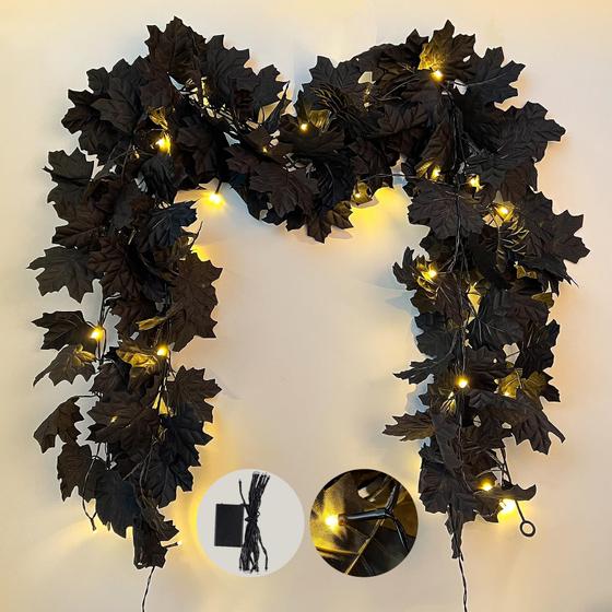 Imagem de Decoração de outono artificial Maple Leaf Garland RECUTMS, pacote com 2