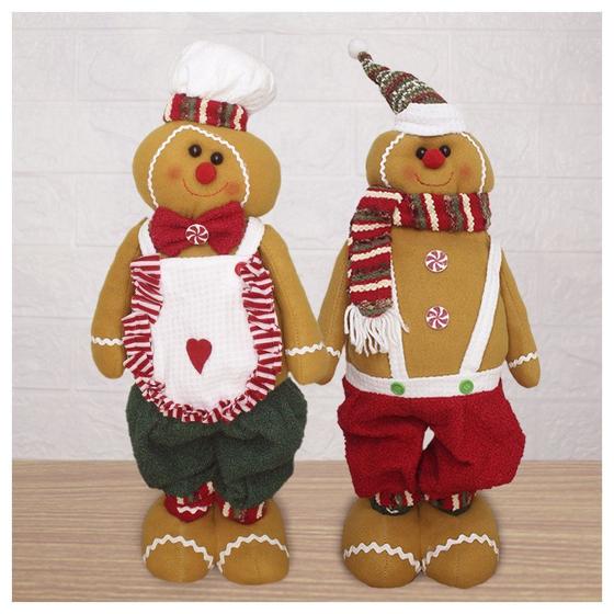 Imagem de Decoração Dupla Boneco Natal Ginger Biscoito Perna Ajustável 75cm