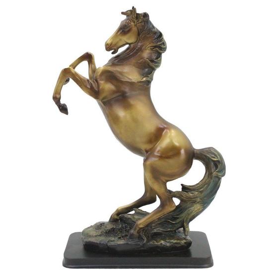 Imagem de Decoração Escultura Estátua Cavalo Dourado Ornamento Estatueta Resina