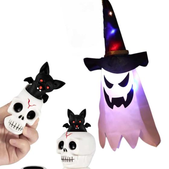 Imagem de Decoração Festa Halloween Fantasma Aranha Luz Led Pendurar