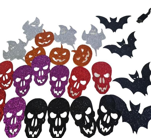 Imagem de Decoração festa Halloween mini figuras em EVA glitter 24un