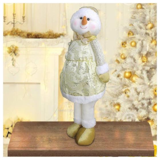 Imagem de Decoração Natal Boneco De Neve Dourado Natalina 58cm