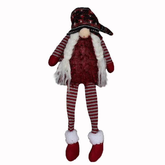 Imagem de Decoração Natal Boneco Pelúcia Gnomo Barba E Gorro Vermelho