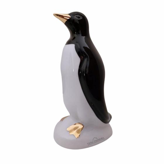 Imagem de Decoração Pinguim Detalhes Em Ouro Geladeira 24 Cm Em Porcelana - Várias Variedades