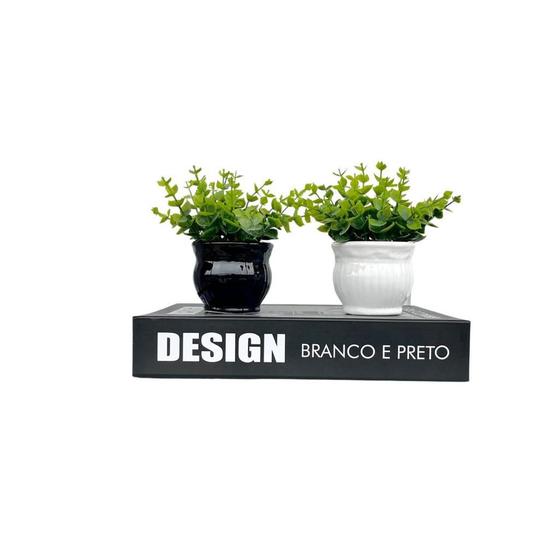 Imagem de Decoração sala quarto livro design + dupla vaso branco preto