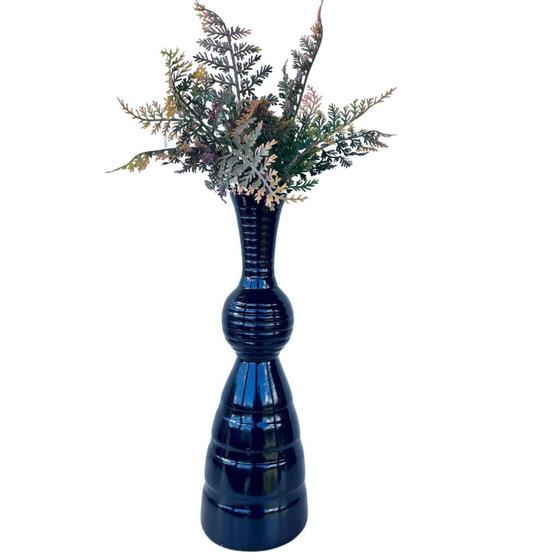 Imagem de Decoração sala vaso preto alto moderno brilho com planta