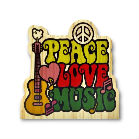 Imagem de Decoração Woodstock P Amor Música Rock N Roll Madeira