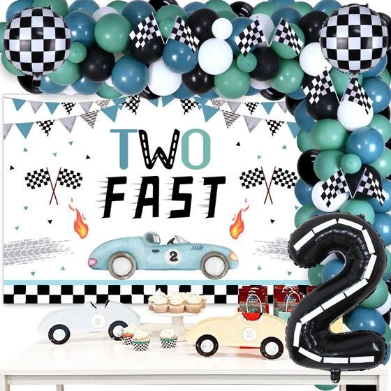 Imagem de Decorações de aniversário Funmemoir Vintage Two Fast Boy 2nd