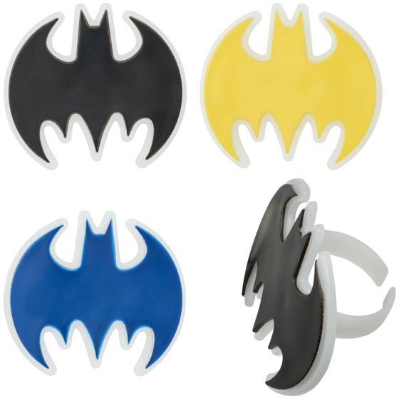 Imagem de Decorações de bolo DecoPac Batman Dark Knight Rings, pacote com 24