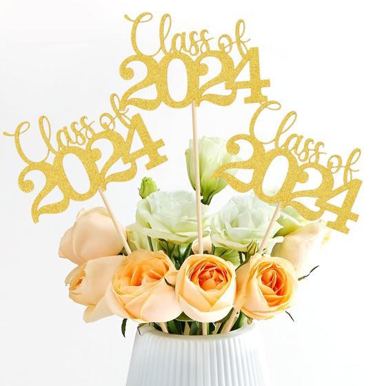 Imagem de Decorações de formatura Mljsh Class of 2024 Gold 12 unidades