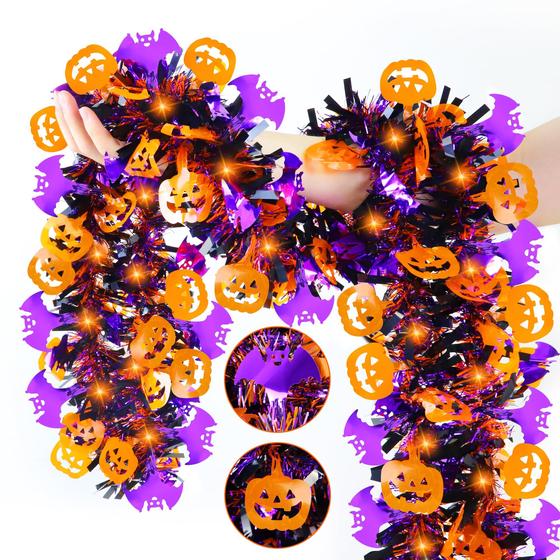 Imagem de Decorações de Halloween Tinsel Garland 10m com luzes Sakayo