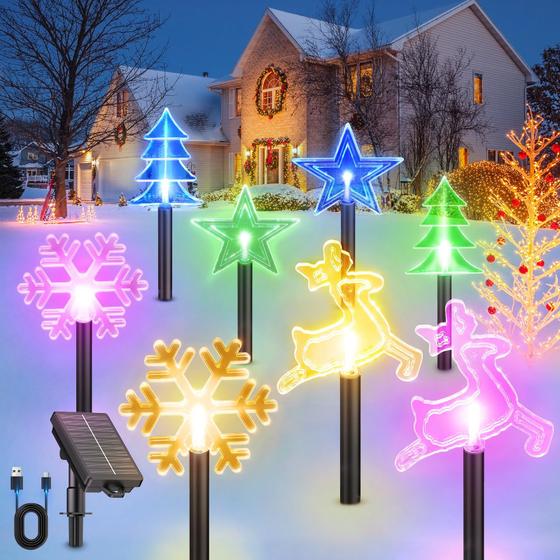 Imagem de Decorações de Natal BUCASA Outdoor Solar Pathway Lights