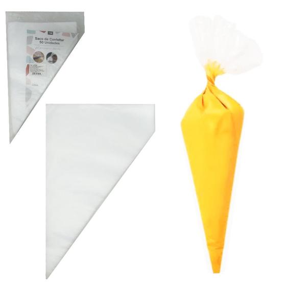 Imagem de Decorador/saco para confeitar de plastico com 50 pçs 30x20cm