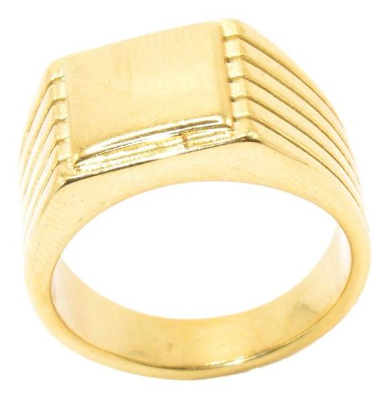 Imagem de Dedeira Masculina Ouro 18K 7mm Retangular Robusto Frisos Moderno