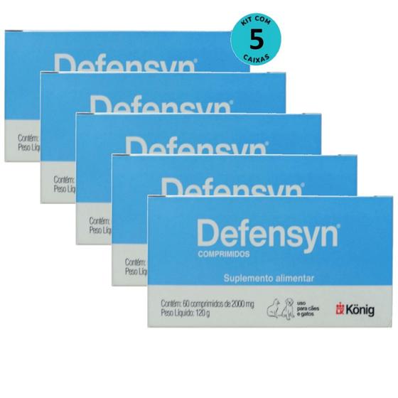 Imagem de Defensyn 2000mg Com 60 Comp. Para Cães E Gatos König Kit Com 5
