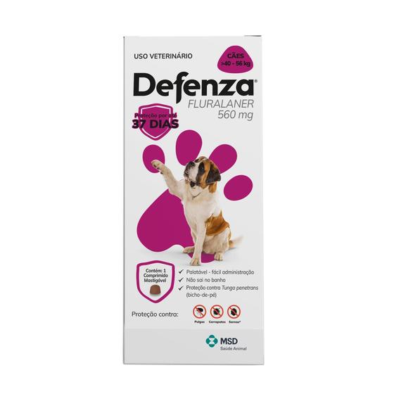 Imagem de Defenza - Antipulgas - Cães De 40 A 56Kg - 1 Comp. 560Mg - MSD