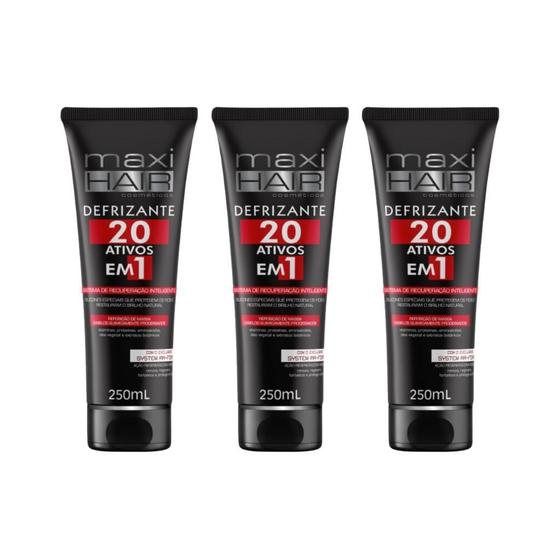 Imagem de Defrizante Maxihair 250Ml 20 Ativos Em 1 - Kit Com 3Un