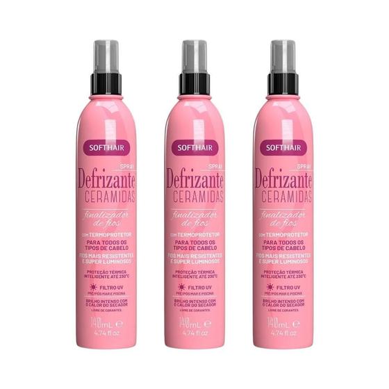 Imagem de Defrizante Soft Hair 140Ml Spray Ceramidas - Kit Com 3Un