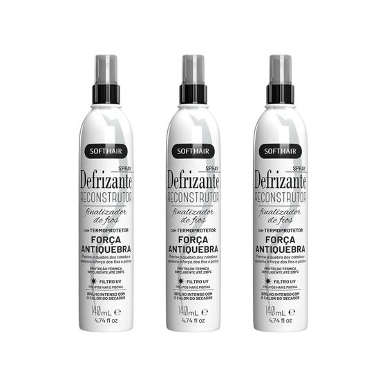 Imagem de Defrizante Soft Hair 140ml Spray Reconstrutor - Kit C/ 3un