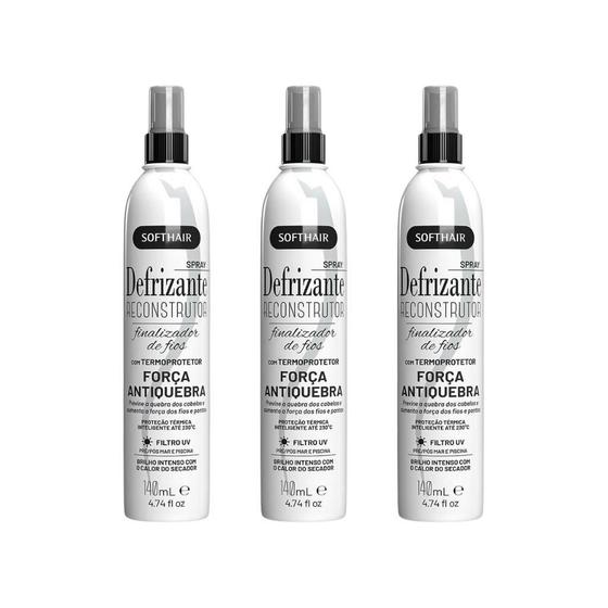 Imagem de Defrizante Soft Hair 140Ml Spray Reconstrutor - Kit Com 3Un