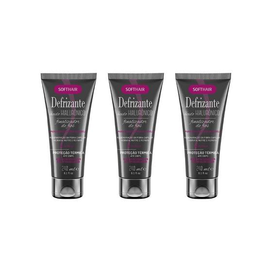 Imagem de Defrizante Soft Hair 240Ml Acido Hialuronico - Kit Com 3Un