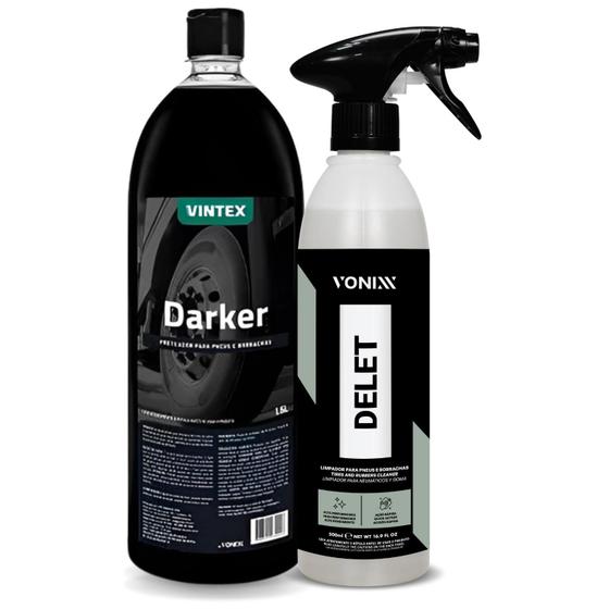 Imagem de Delet Vonixx 500ML Limpador de Pneus + Darker 1,5l Vintex Brilho Molhado