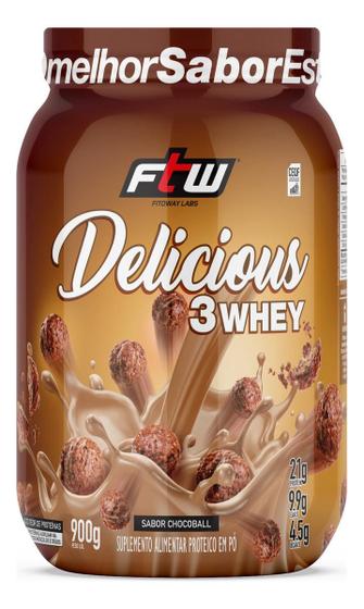 Imagem de Delicious 3 Whey Proteína Hidrolisada Concentrada E Isolada Pote 900g Ftw 