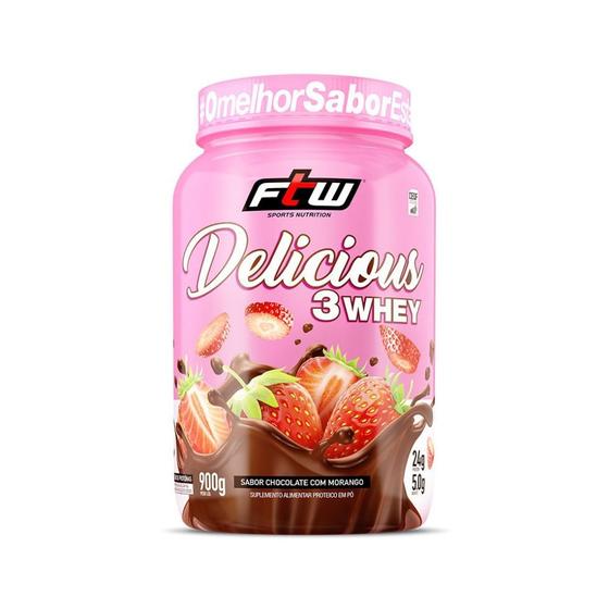 Imagem de Delicious 3Whey (900g) - Sabor: Chocolate com Morango