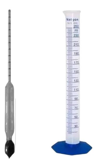 Imagem de Densímetro Sacarímetro De Brix 0/30 Para Soluçao Açucar + PROVETA DE POLI AUTOCLAVÁVEL CAP. 250 ML