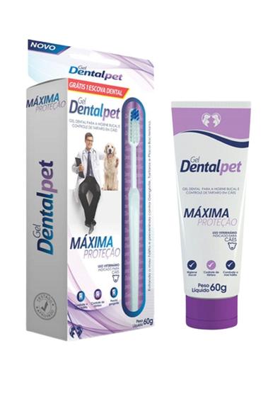 Imagem de Dentalpet 60G Gel Dental + Escova P/Cães Controle De Tártaro