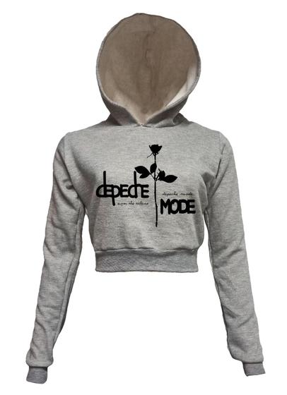 Imagem de Depeche Mode - Cropped Moletom Cinza Mescla Com Capuz