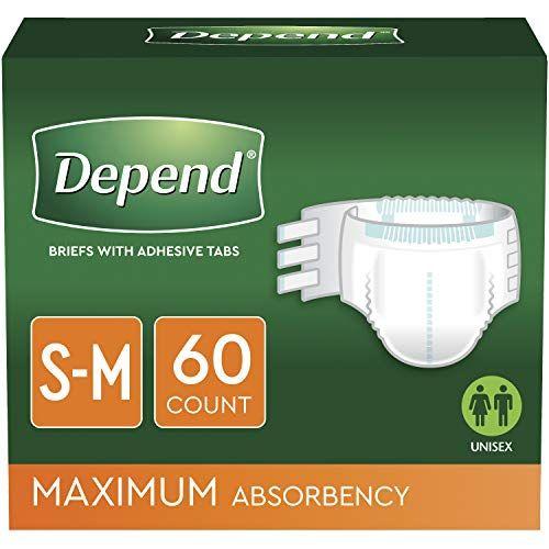 Imagem de Depend a Proteção de Incontinência com Guias, Unissex, Pequeno/Médio (Cintura de 19-34" ( Até 170 lbs), Absorvência Máxima, 60 Contagem (3 Pacotes de 20)