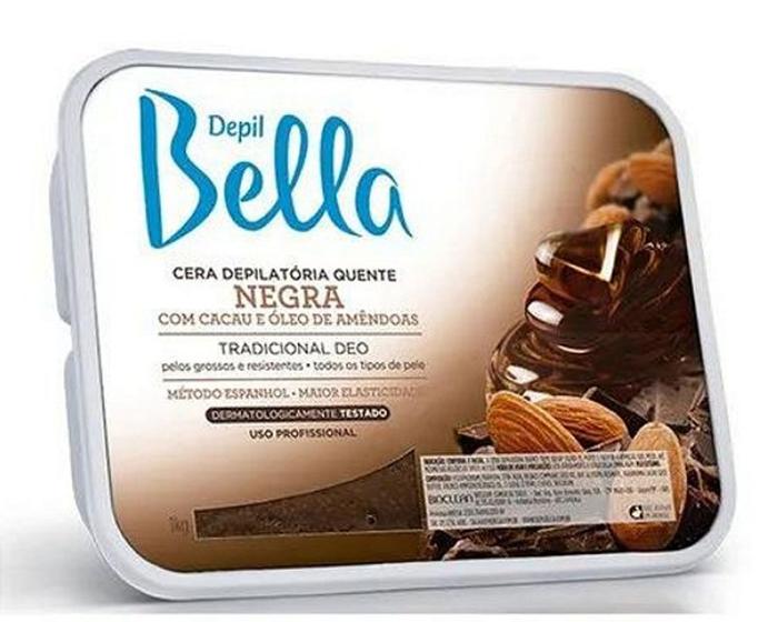 Imagem de Depil bella cera quente depilatoria negra 1kg com cacau e oleo de amendoas