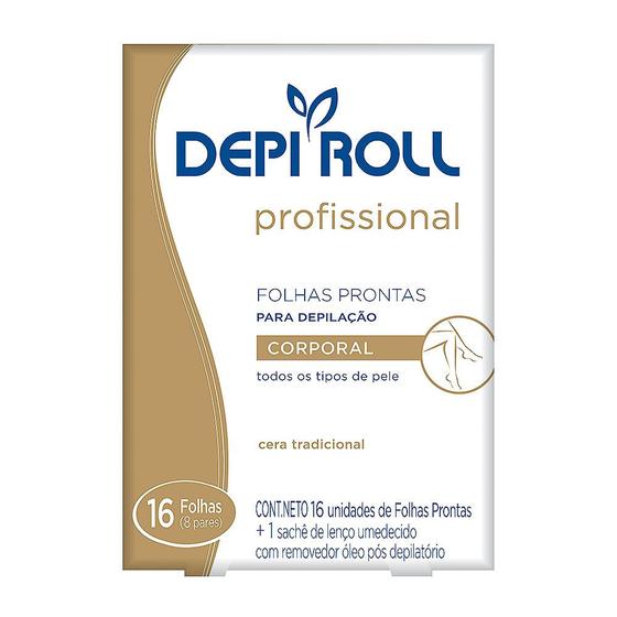Depilador DepiRoll Tradicional Cera Fria para Virilha e Pernas Folhas Prontas com 16 Unidades (8 Pares) + 1 Sachê de Lenço Umedecido com Removedor Óle Menor preço em Depilador DepiRoll Tradicional Cera Fria para Virilha e Pernas Folhas Prontas com 16 Unidades (8 Pares) + 1 Sachê de Lenço Umedecido com Removedor Óle